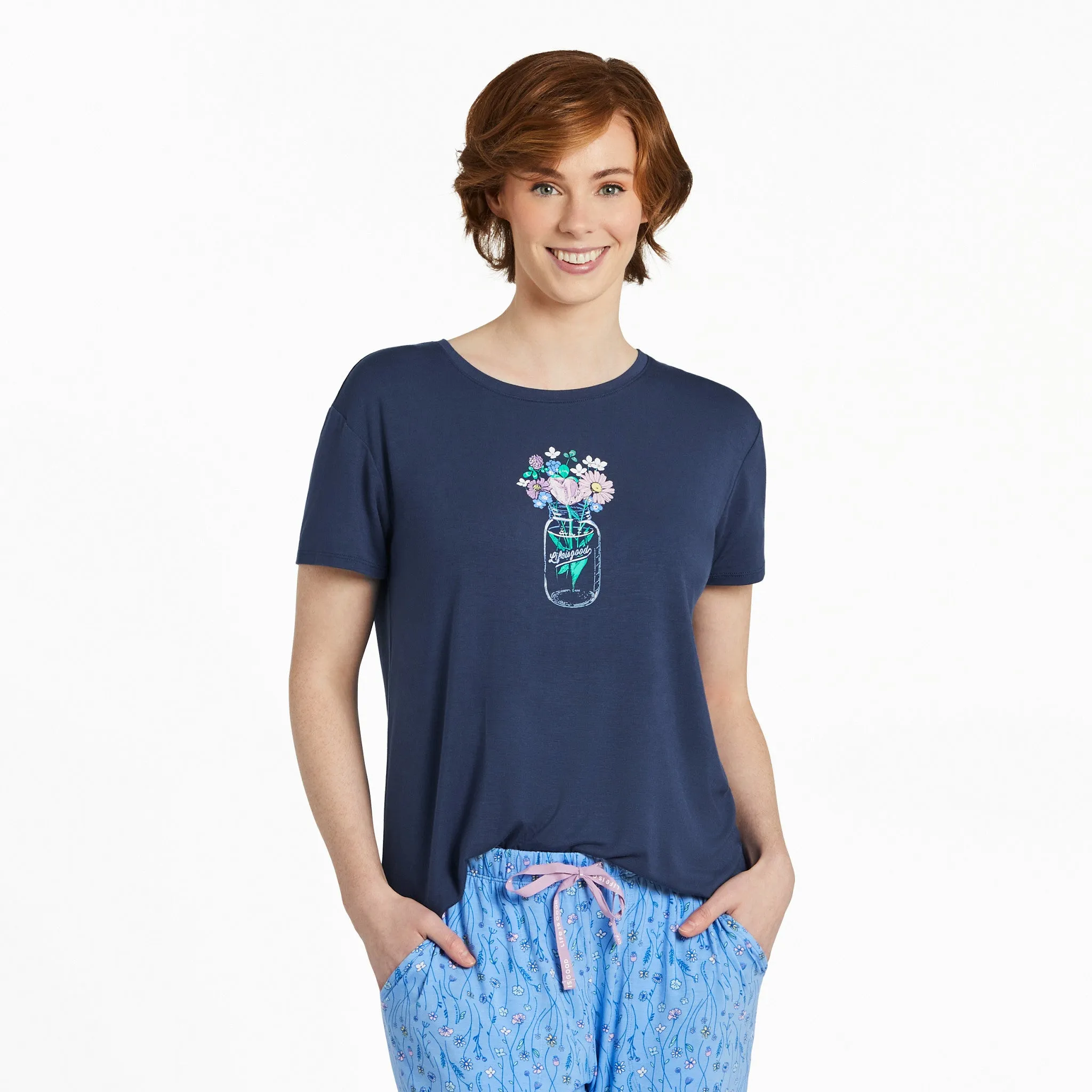 Women's Jar Bouquet Lightweight Sleep Tee sold by Life is Good