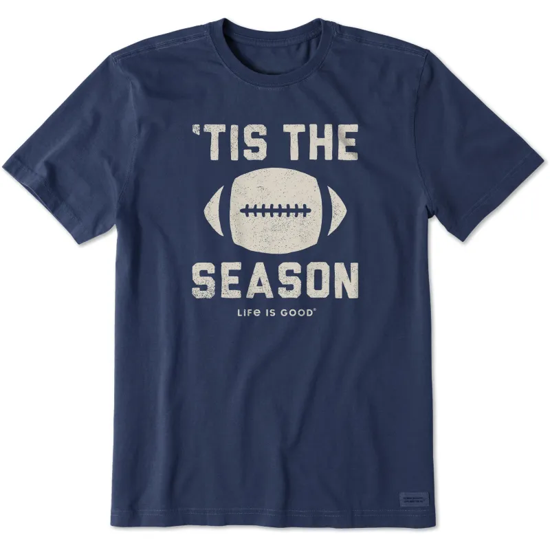 Men's Tis The Football Season Short Sleeve Crusher Tee sold by Life is Good