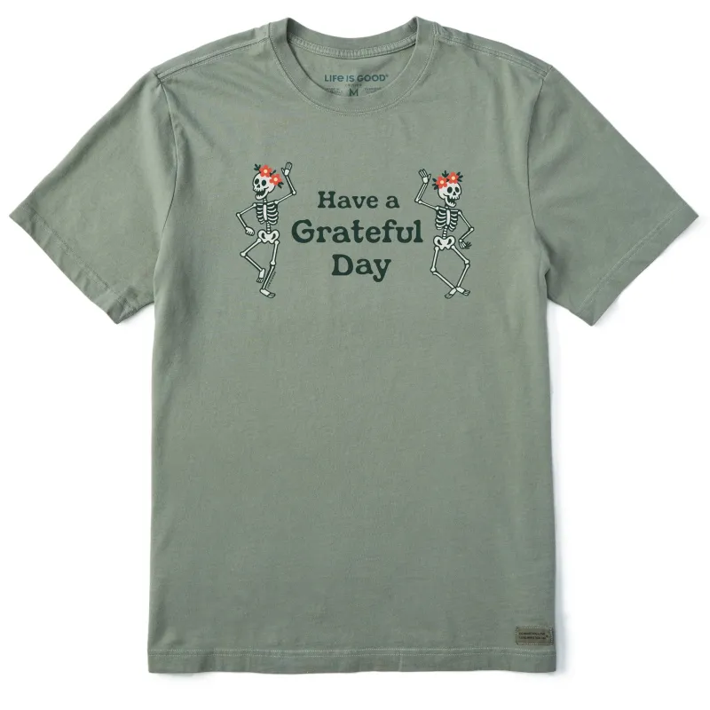 Men's Have a Grateful Day Dancing Skeletons Short Sleeve Tee sold by Life is Good