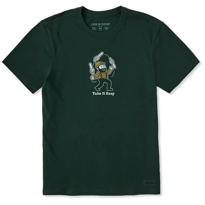 Men's Take it Easy Chainsaws Short Sleeve Crusher Tee sold by Life is Good