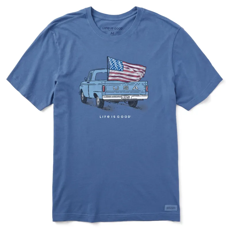 Men's Flag Truck Short Sleeve Crusher Tee sold by Life is Good