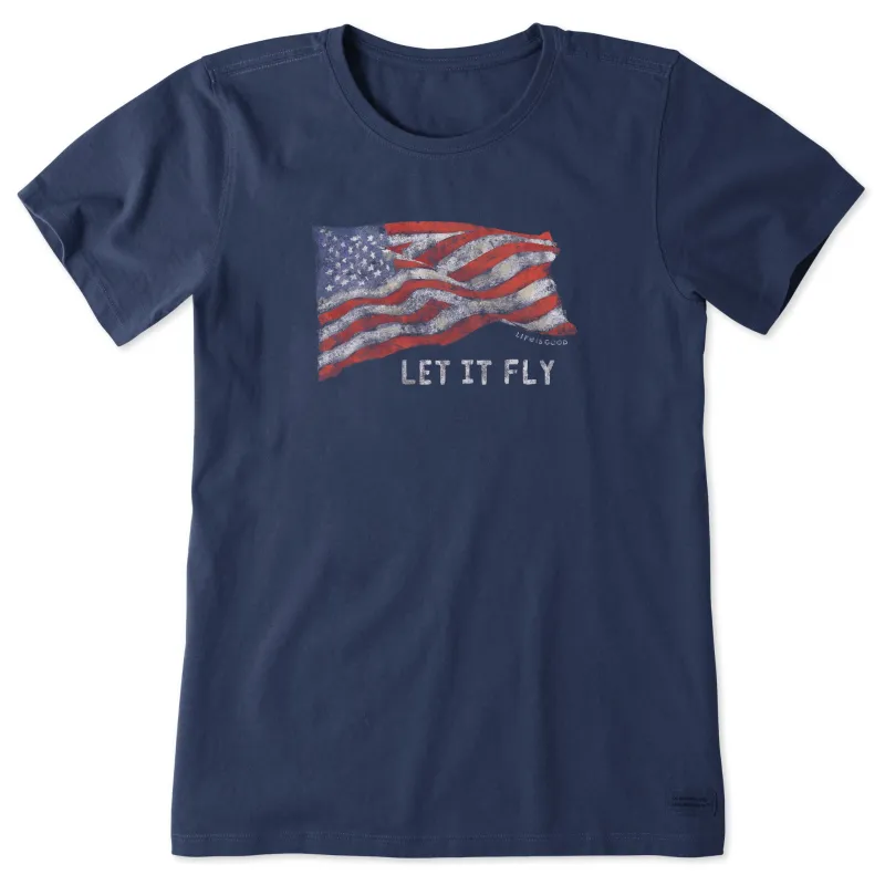 Women's Let It Fly Flag Short Sleeve Crusher Tee sold by Life is Good