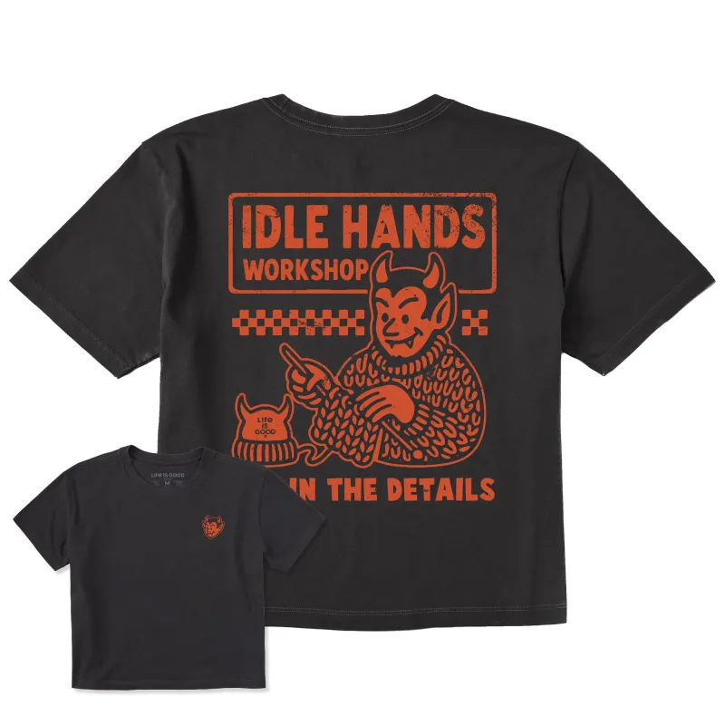 Women's Idle Hands Workshop Short Sleeve Crusher Boxy Tee sold by Life is Good