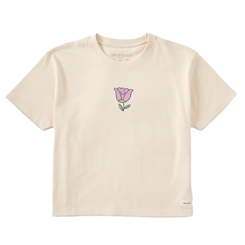 Women's Bert's Smile Tulip Short Sleeve Crusher Boxy Tee sold by Life is Good