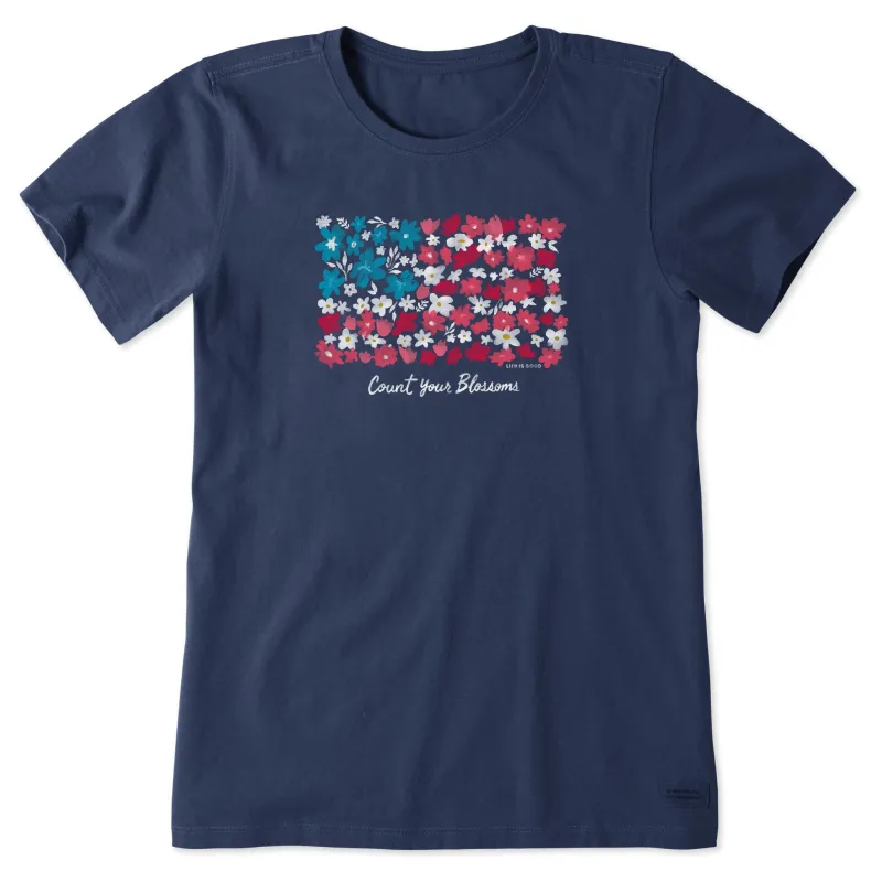 Women's Count your Blossoms USA Flag Short Sleeve Tee sold by Life is Good