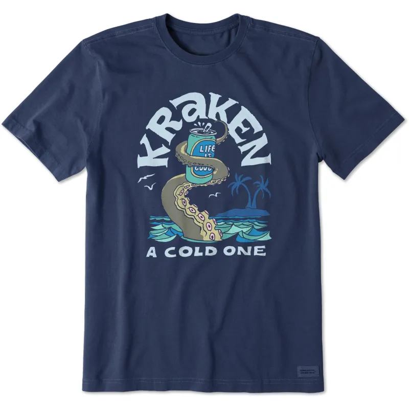 Men's Kraken a Cold One Short Sleeve Tee sold by Life is Good
