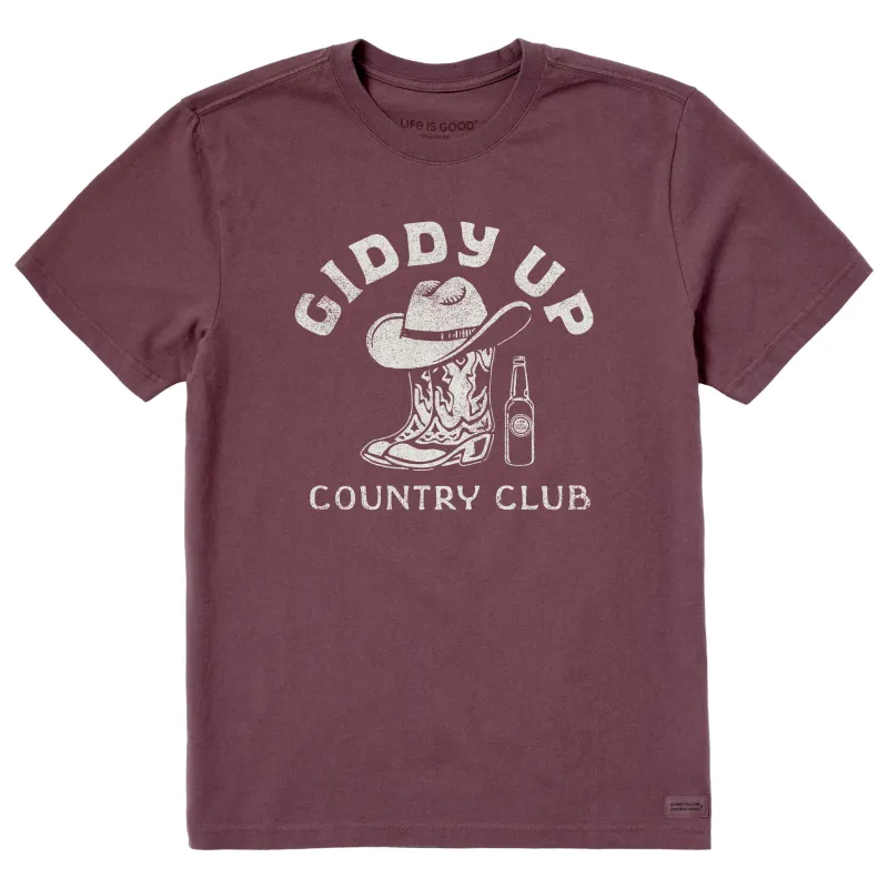 Men's Giddy Up Country Club Short Sleeve Crusher Tee sold by Life is Good