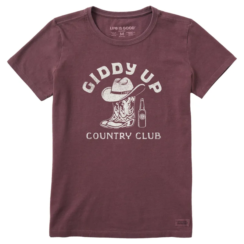 Women's Giddy Up Country Club Short Sleeve Crusher Tee sold by Life is Good