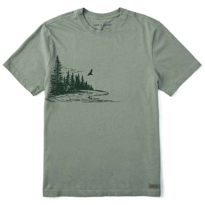 Men's Woodsy River Vista Short Sleeve Crusher Tee sold by Life is Good