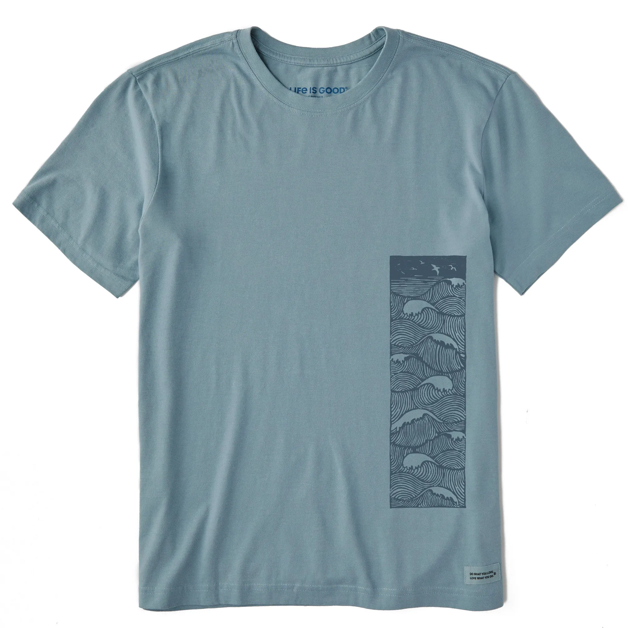 Men's Wave Woodblock Short Sleeve Crusher Tee sold by Life is Good
