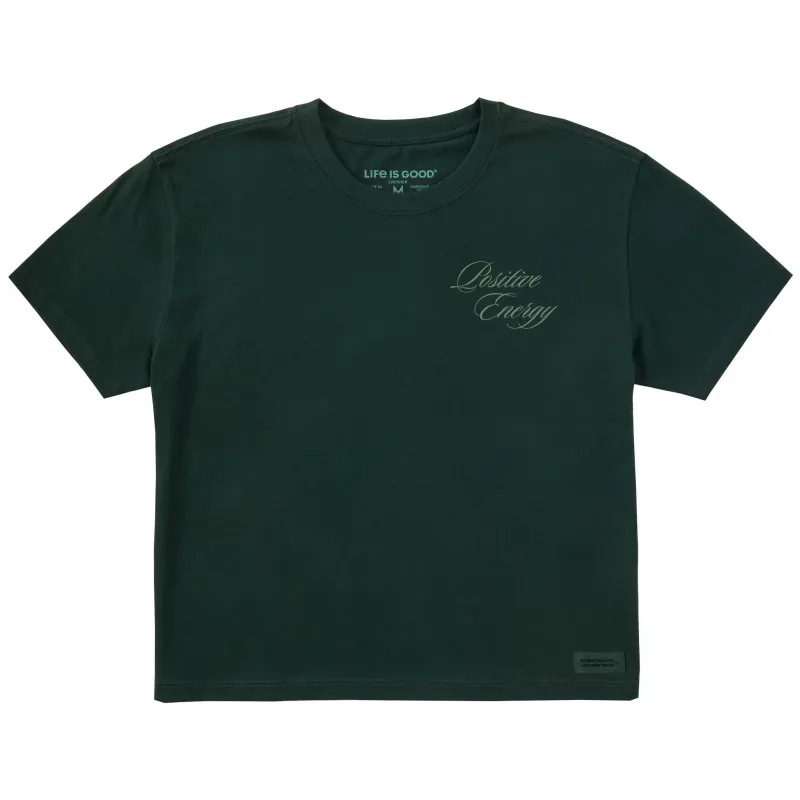 Women's Positive Energy Script Short Sleeve Crusher Boxy Tee sold by Life is Good