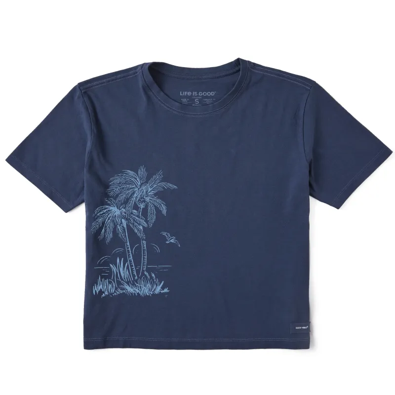 Women's Palm Ocean Vista Short Sleeve Crusher Boxy Tee sold by Life is Good