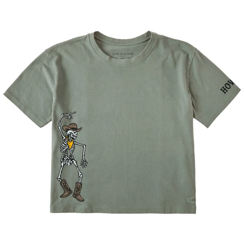 Women's Howdy Cowboy Skeleton Short Sleeve Crusher Boxy Tee sold by Life is Good