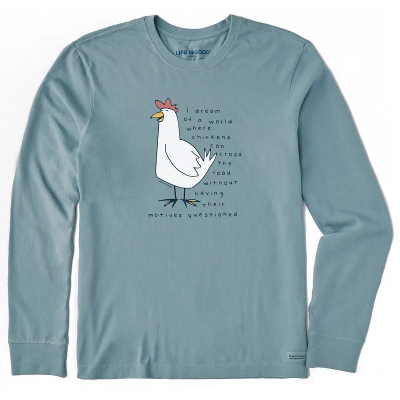 Men's Chicken Motives Long Sleeve Crusher Tee sold by Life is Good