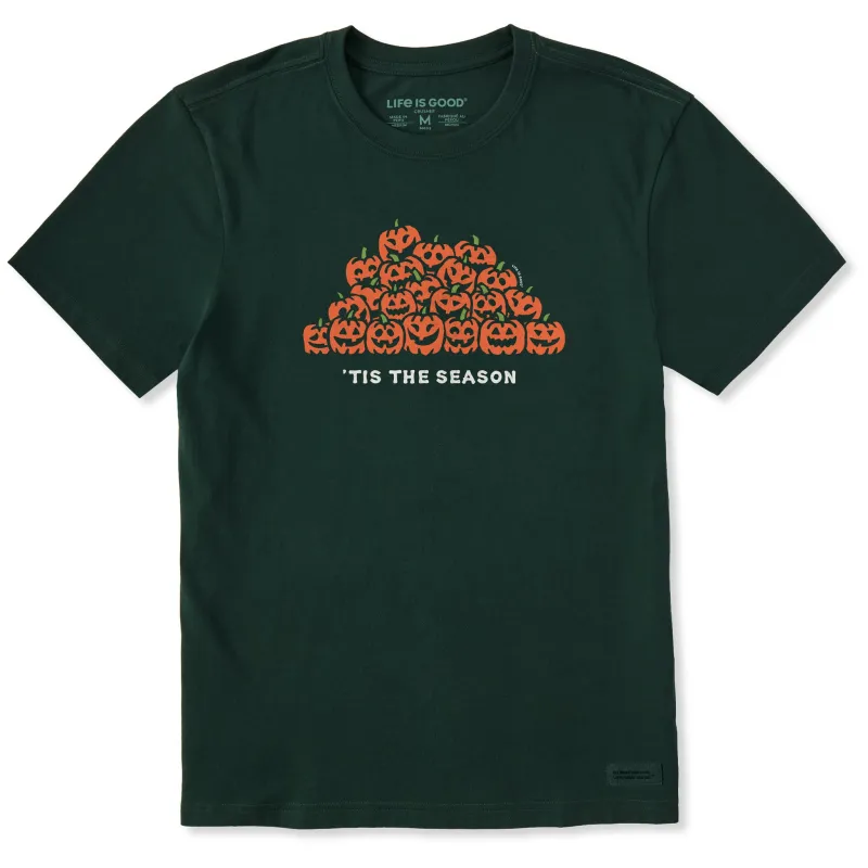 Men's Tis the Season Pumpkin Pile Short Sleeve Crusher Tee sold by Life is Good
