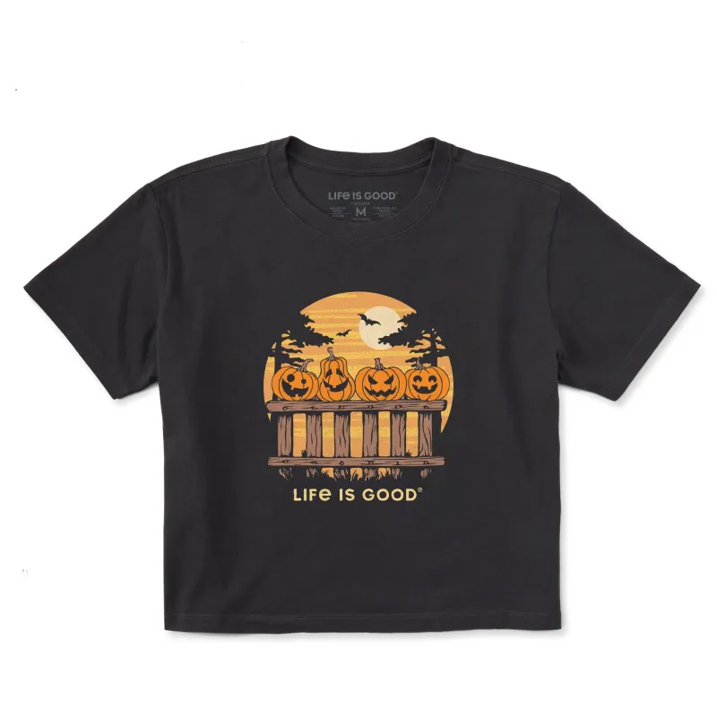 Women's Pumpkins On a Fence Short Sleeve Crusher Boxy Tee sold by Life is Good
