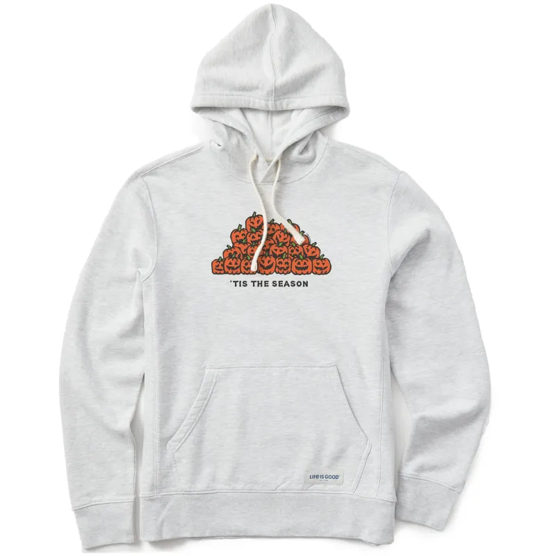 Men's Tis the Season Pumpkin Pile Simply True Fleece Hoodie sold by Life is Good