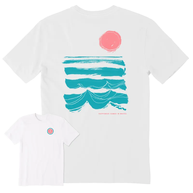 Men's Happiness Comes in Brushy Waves Short Sleeve Crusher Tee sold by Life is Good