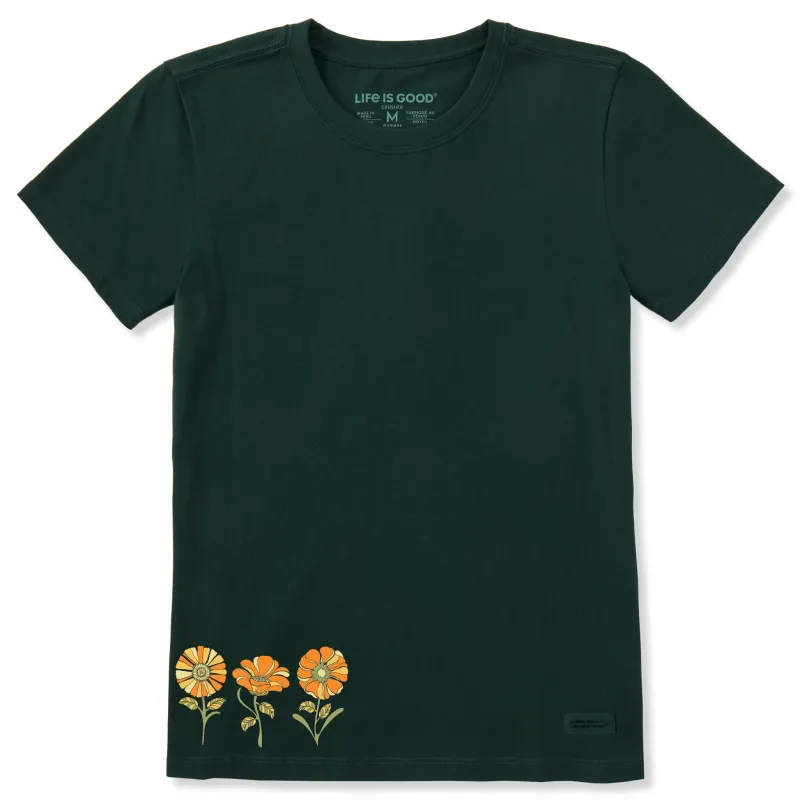 Women's Three Groovy Flowers Short Sleeve Crusher Tee sold by Life is Good