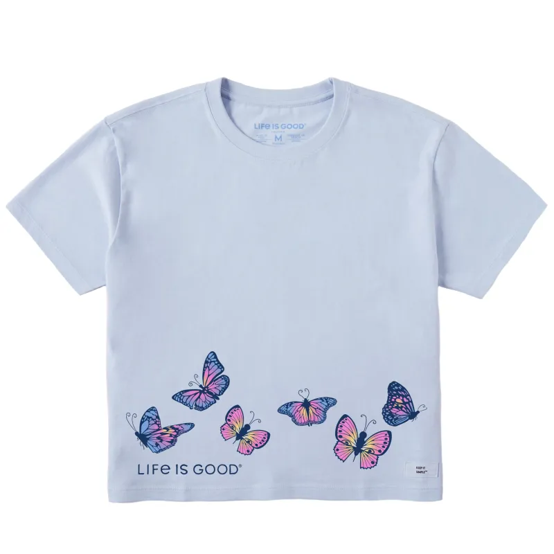 Women's Flying Butterflies Short Sleeve Crusher Boxy Tee sold by Life is Good