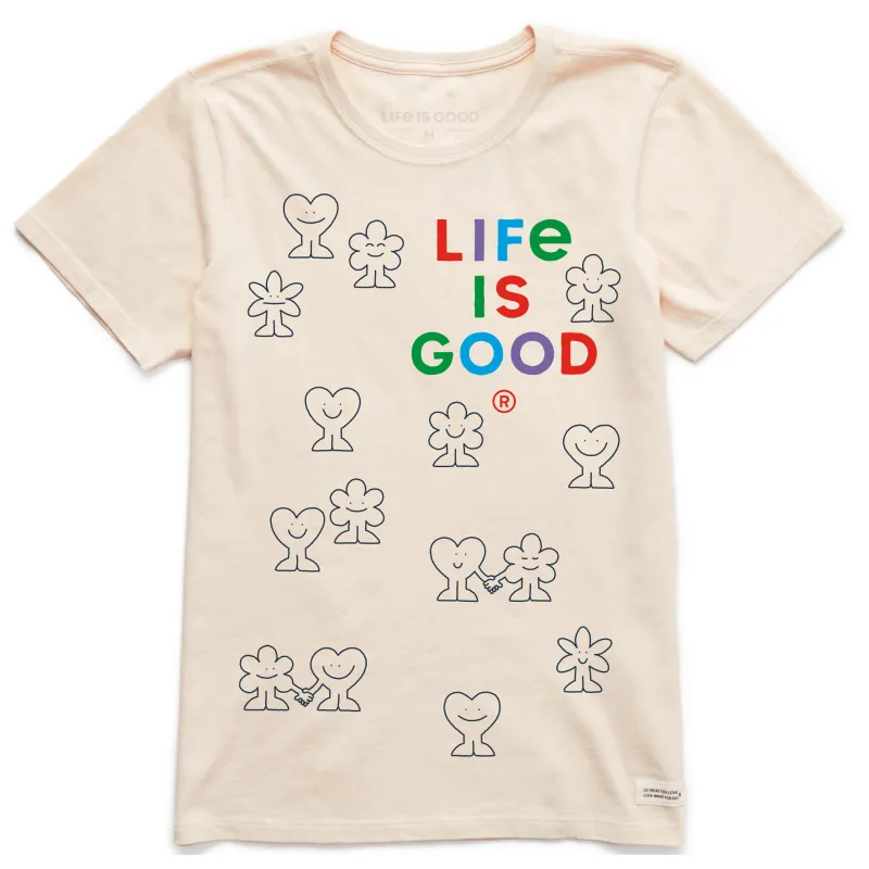 Women's Smiling Hearts and Flowers Short Sleeve Crusher Tee made by Life is Good