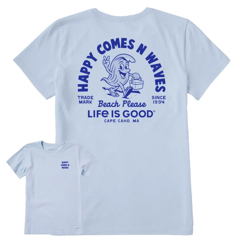 Women's Happy Comes N Waves Short Sleeve Crusher Tee sold by Life is Good