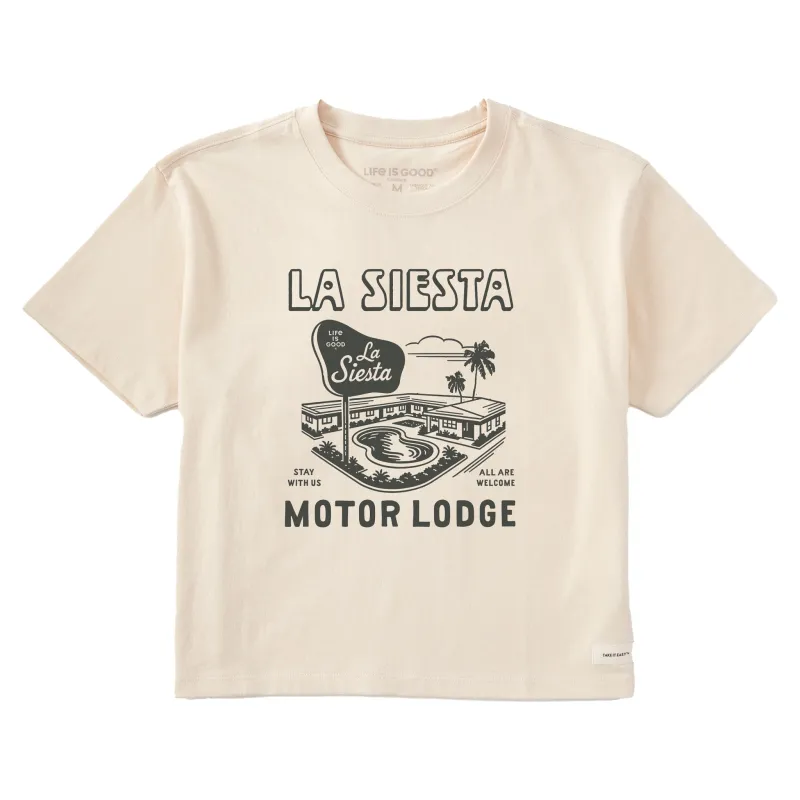 Women's La Siesta Motor Lodge Short Sleeve Crusher Boxy Tee sold by Life is Good