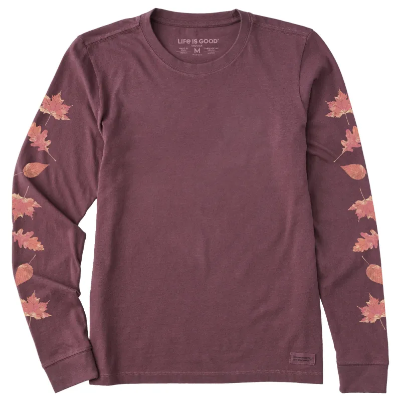 Women's Watercolor Fall Leaves Long Sleeve Crusher Tee made by Life is Good