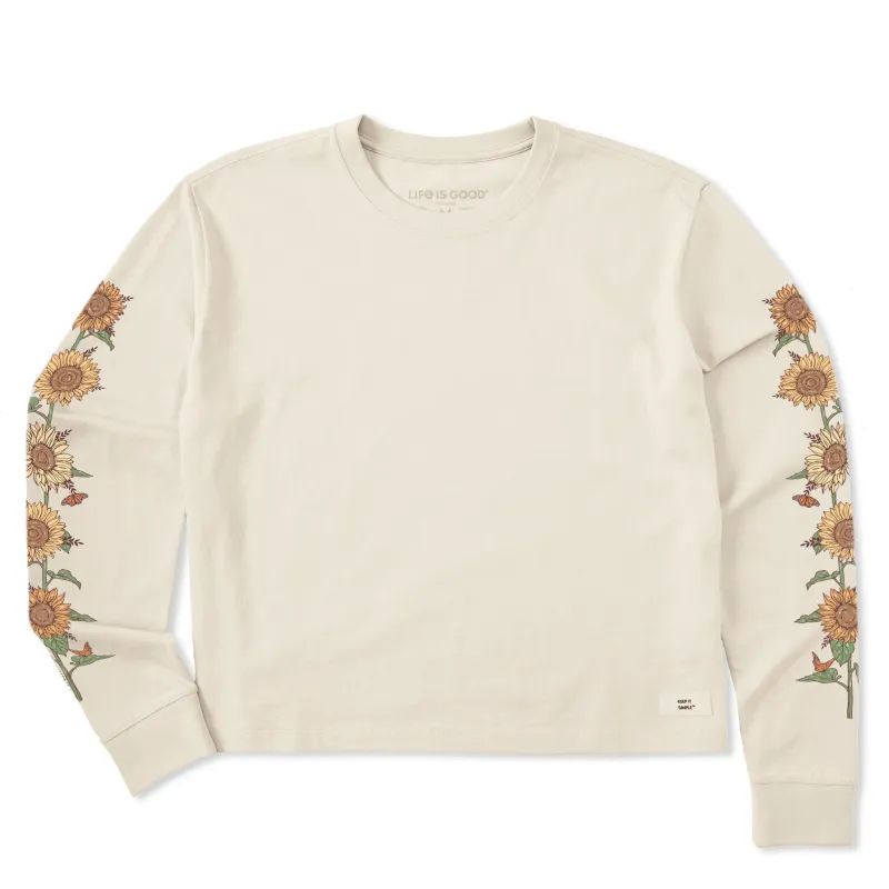 Women's Fall Sunflowers Long Sleeve Crusher Boxy Tee sold by Life is Good