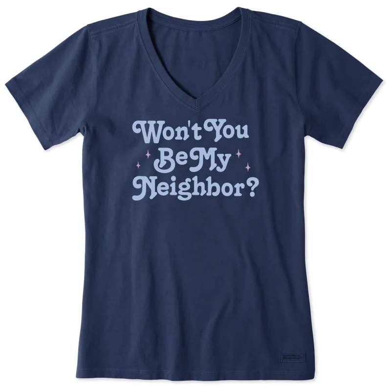 Women's Won't You Be My Neighbor Short Sleeve Vee sold by Life is Good