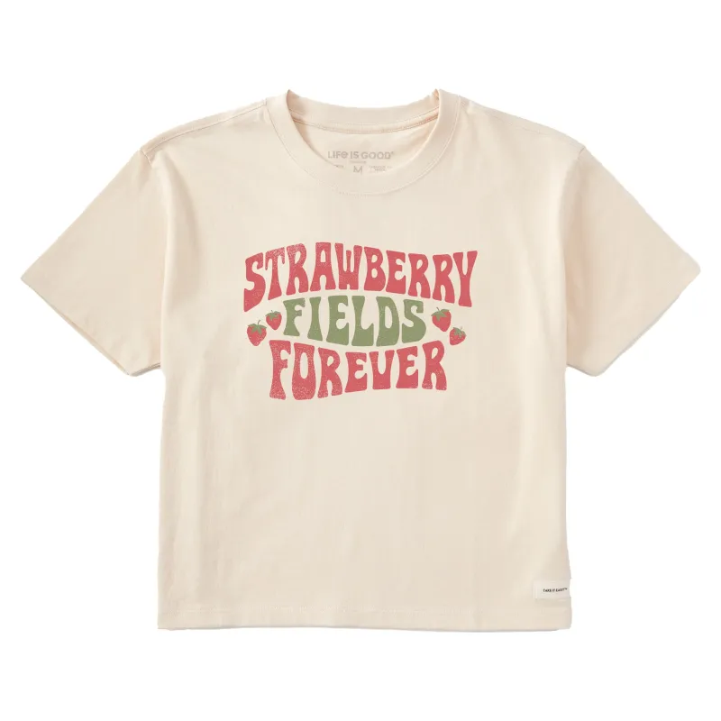 Women's Strawberry Fields Forever Short Sleeve Crusher Boxy Tee sold by Life is Good