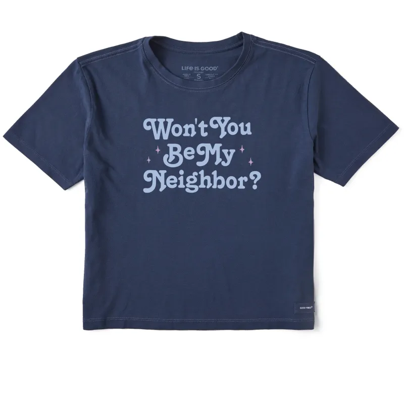 Women's Won't You Be My Neighbor Short Sleeve Crusher Boxy Tee sold by Life is Good