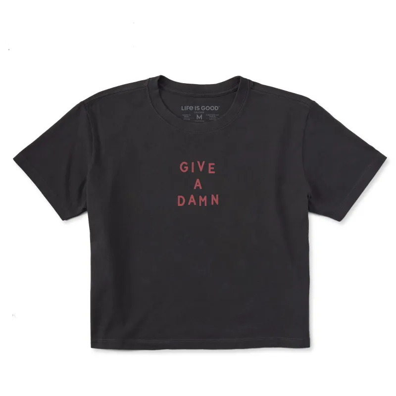Women's Give a Damn Short Sleeve Crusher Boxy Tee sold by Life is Good