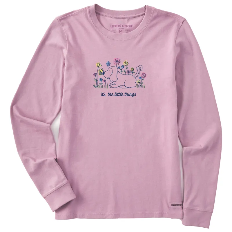 Women's It's the Little Things Butterfly Dog Long Sleeve Crusher Tee made by Life is Good