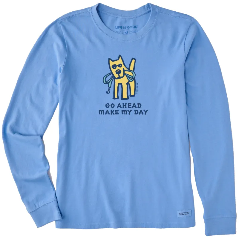 Women's Go Ahead Make My Day Long Sleeve Crusher Tee made by Life is Good