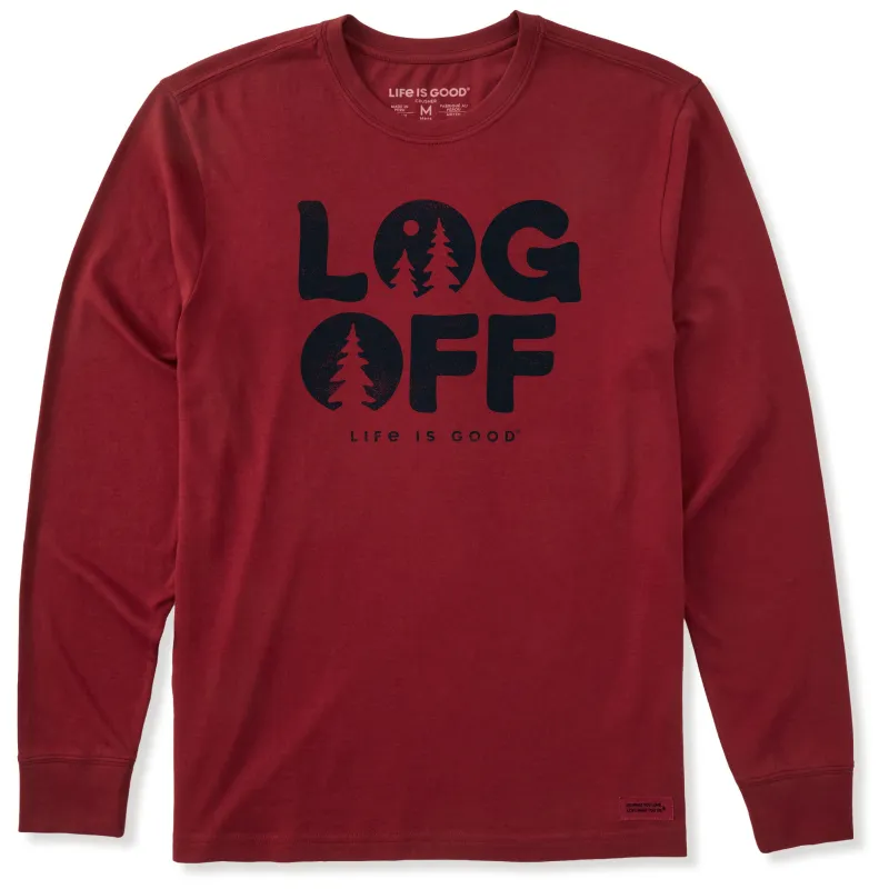Men's Clean Log Off Long Sleeve Crusher Tee sold by Life is Good