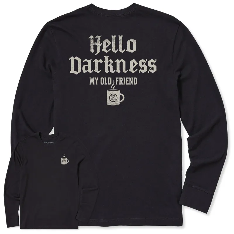 Men's Hello Darkness Coffee Long Sleeve Crusher Tee sold by Life is Good