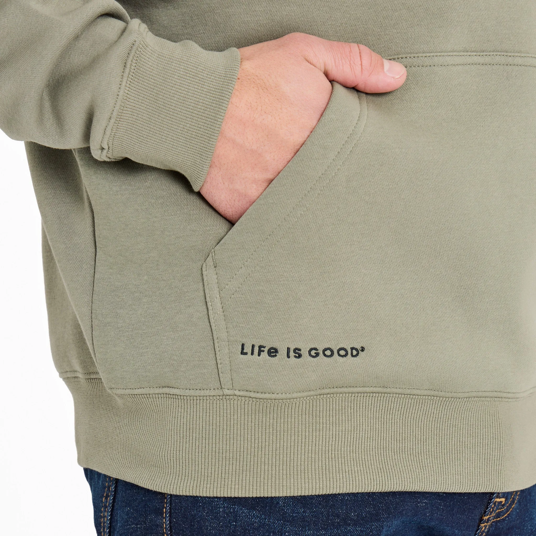Men's Simple Fish Good Vibes Fleece Hoodie sold by Life is Good product image thumbnail 4