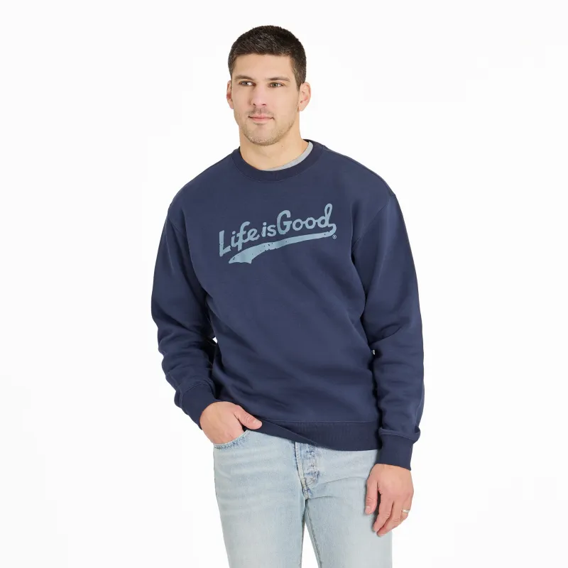 Men's Tonal LIG Ballyard Script Good Vibes Fleece Crew sold by Life is Good