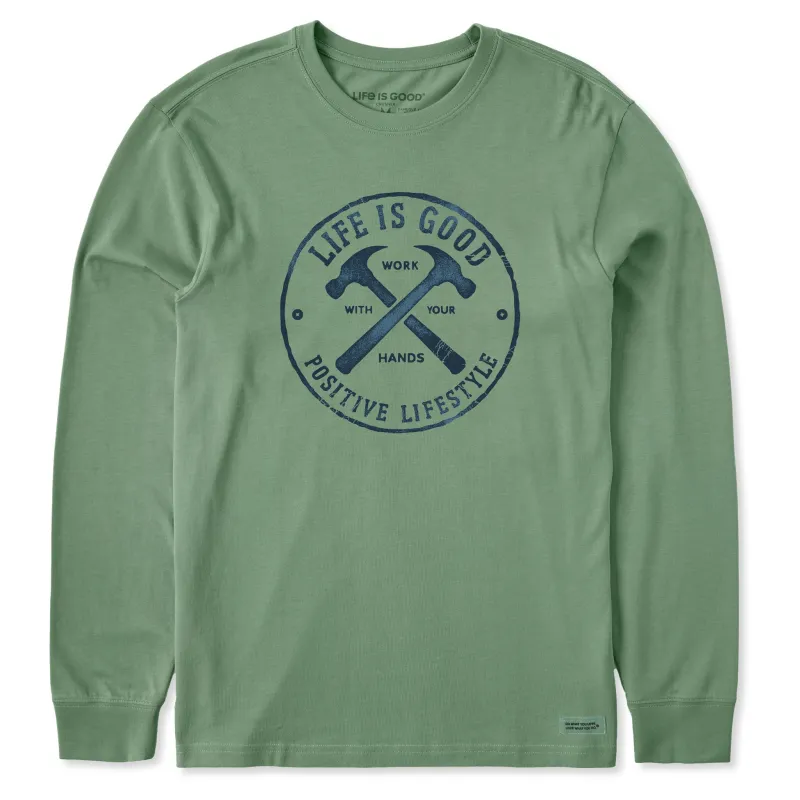 Men's Work With Your Hands Hammers Long Sleeve Crusher Tee sold by Life is Good