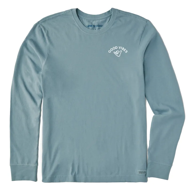 Men's Good Vibes Shaka Long Sleeve Crusher Tee sold by Life is Good