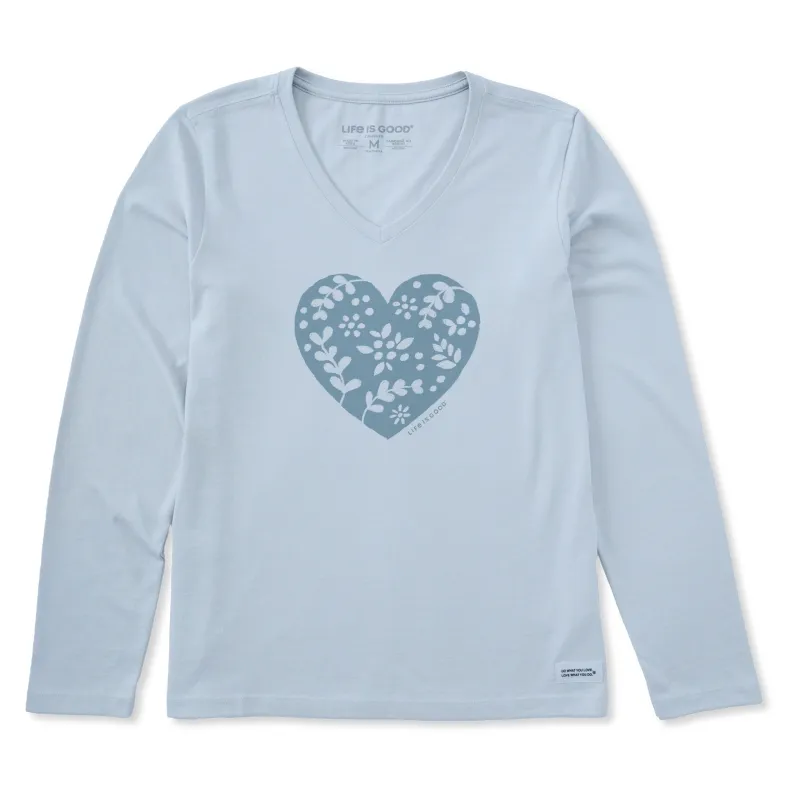 Women's Woodcut Heart Long Sleeve Crusher Vee made by Life is Good