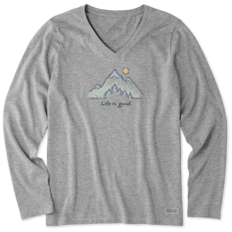 Women's Green Mountains Long Sleeve Crusher-LITE Vee sold by Life is Good