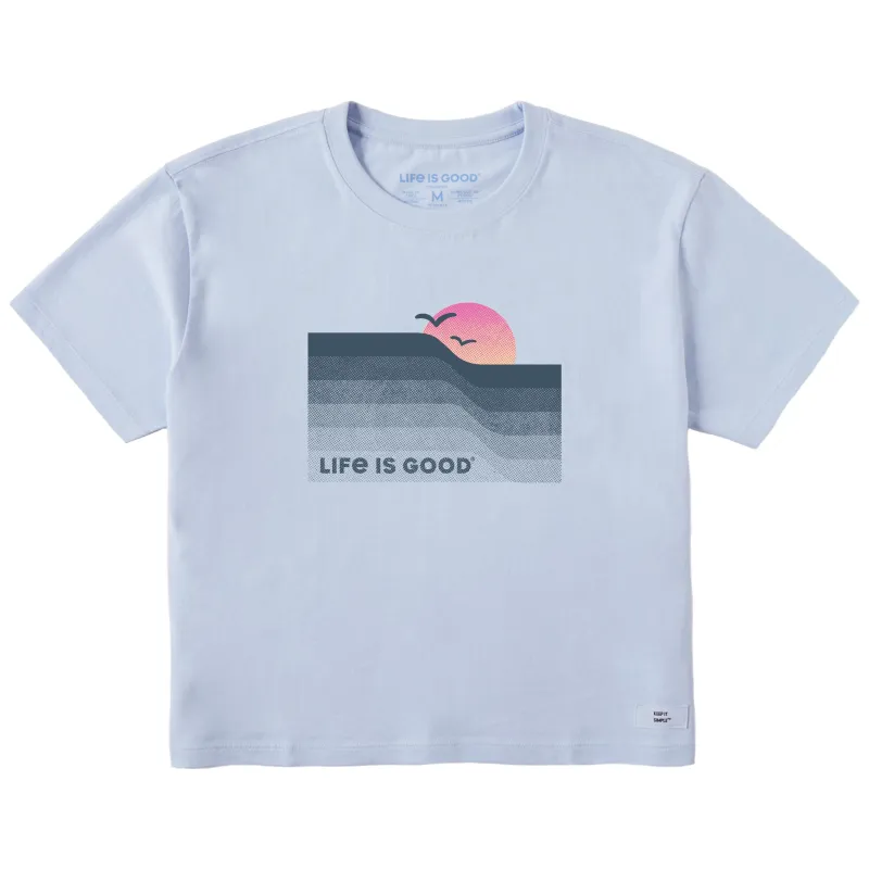 Women's Wavy Sunset Short Sleeve Crusher Boxy Tee made by Life is Good