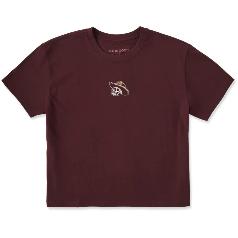 Women's Life was Good Western Skull Short Sleeve Crusher Boxy Tee made by Life is Good