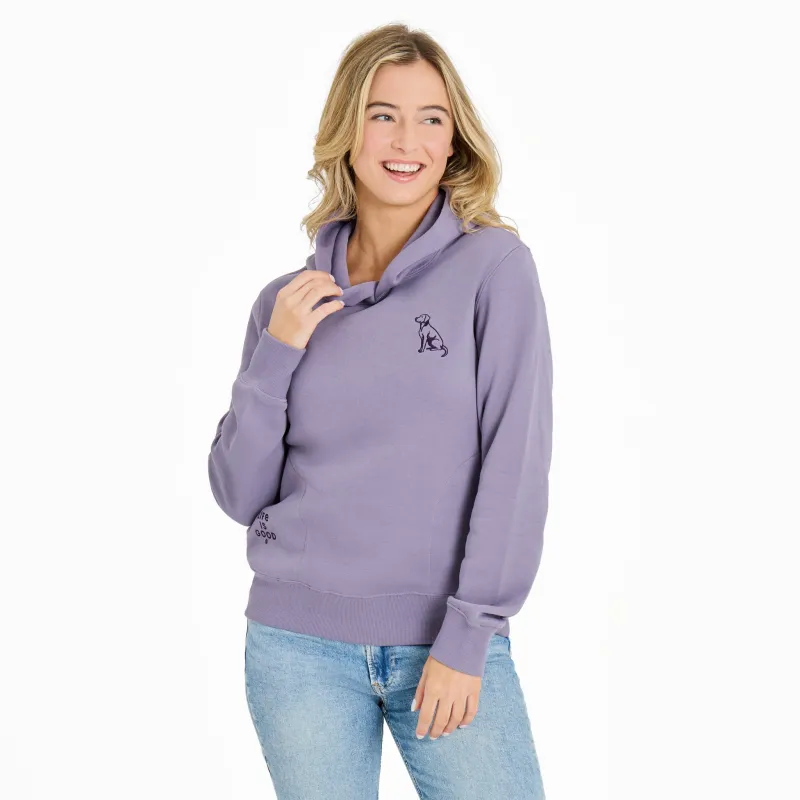 Women's Simple Dog Good Vibes Fleece Hoodie sold by Life is Good