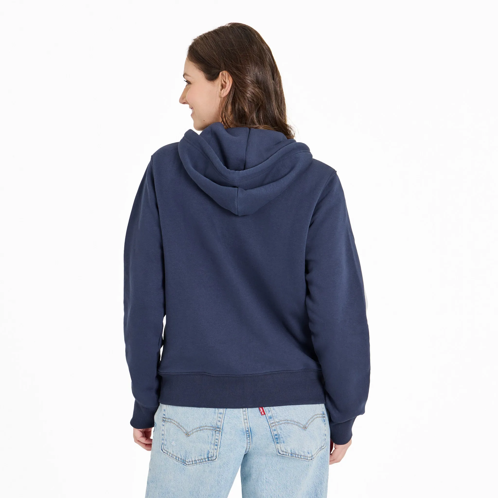Women's Crafty LIG Stacked Good Vibes Fleece Zip Hoodie sold by Life is Good product image thumbnail 2