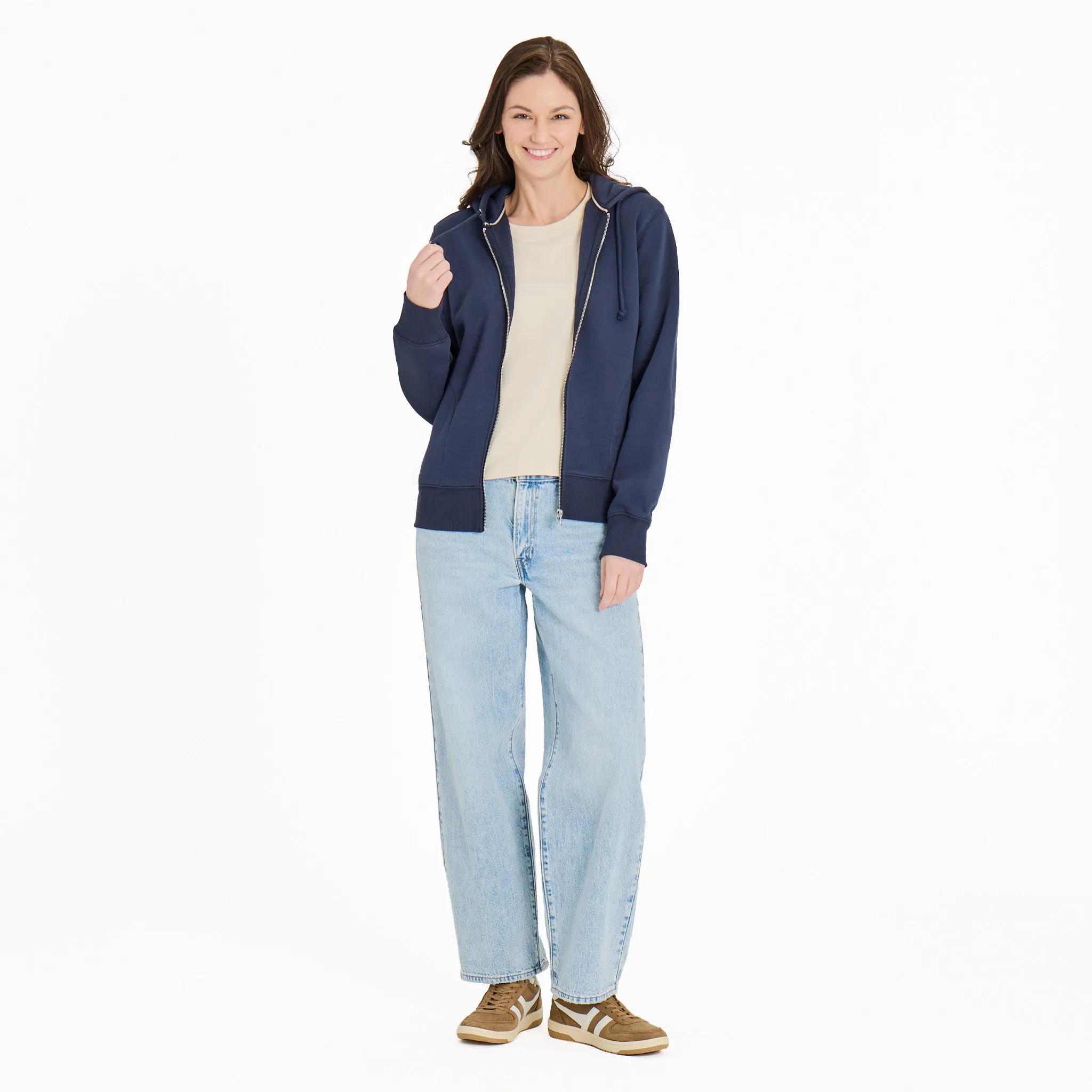 Women's Crafty LIG Stacked Good Vibes Fleece Zip Hoodie sold by Life is Good product image thumbnail 4