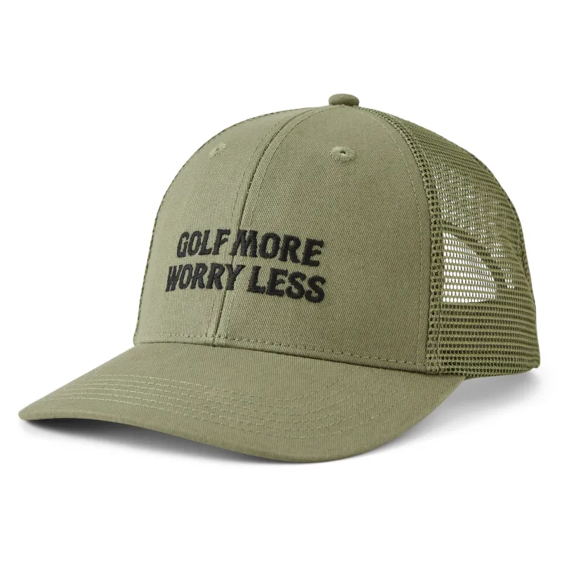 Adult Unisex Golf More Worry Less Trucker sold by Life is Good