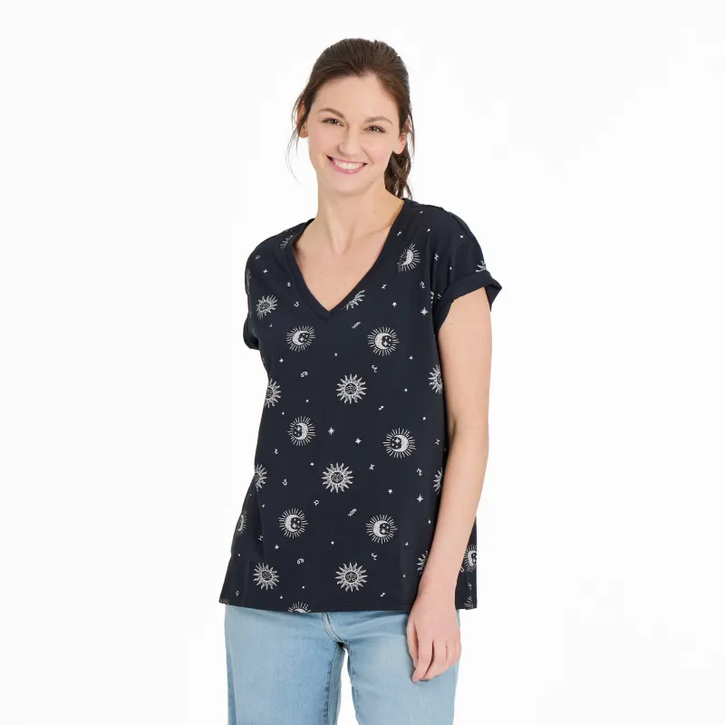 Women's Celestial Zodiac Pattern Crusher-LITE Easy Vee sold by Life is Good